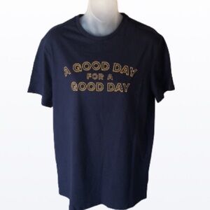 Size medium unisex navy blue logo short sleeved good fellows tee shirt NWT
